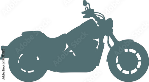 Grey Motorcycle Silhouette on White Background bike