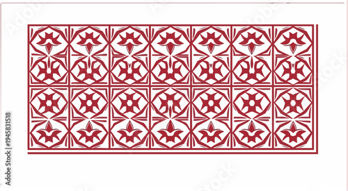 Geometric red pattern design repeating symmetry ornament decorative element
