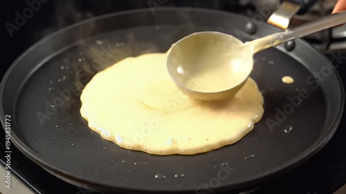 Making Dosa Batter on Hot Pan Indian Cooking Process