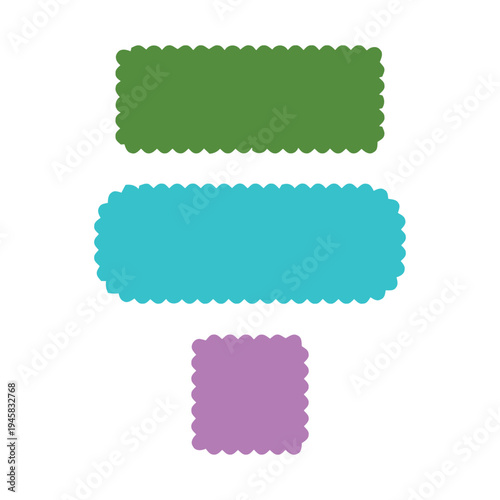 Photos A colorful arrangement of three rectangular shapes in green blue and purple hues