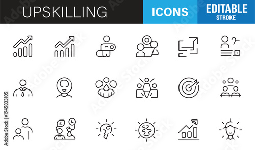 Career development and coaching workshop outline icon collection