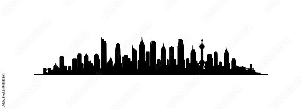 Obraz premium City skyline, urban silhouette, black cityscape, vector illustration