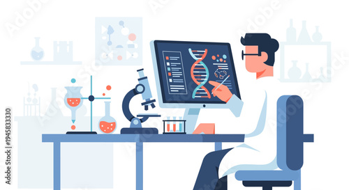 Modern scientist performing genetic analysis for advanced biohacking