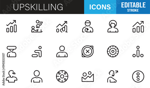 Professional development and motivation minimal outline icon set