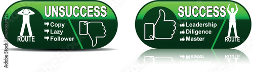 route to success and unsuccess concept template design.