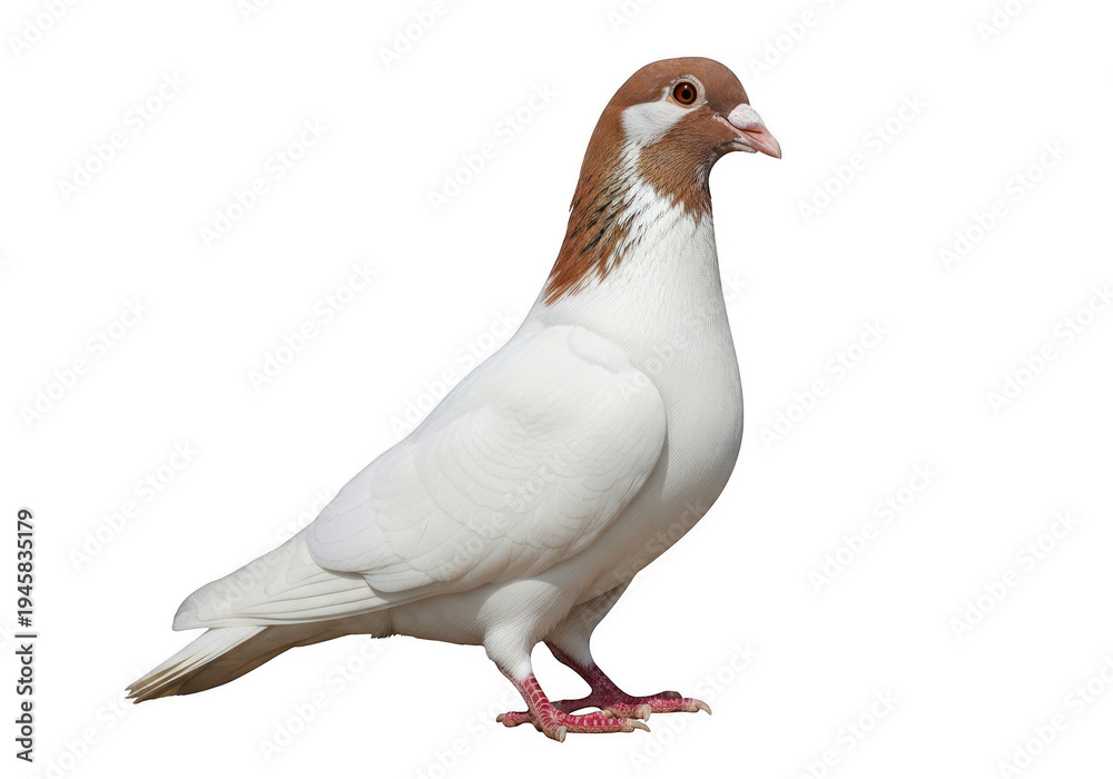 Obraz premium White pigeon with red feet standing on plain background isolated on transparent background,png,PNG