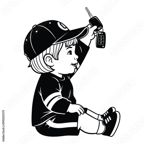 Young baseball player in uniform kneeling and holding a bat ready for practice