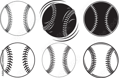Softball vector icon set. baseball illustration sign collection. ball symbol or logo.