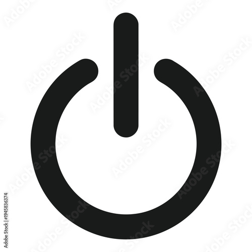 Black power onoff button icon symbol for user interface design and digital applications