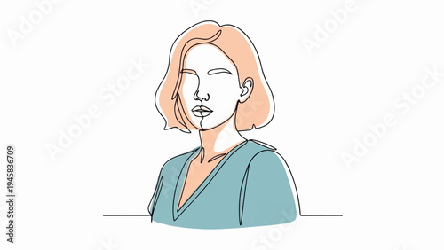Abstract portrait of a woman with bobbed hair and a v-neck top