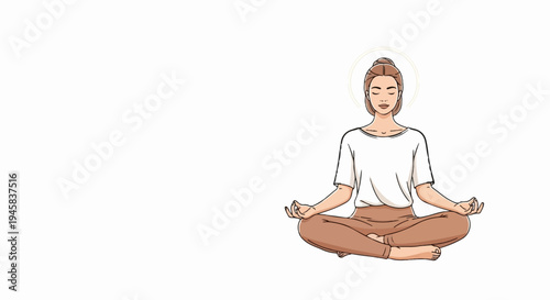 Woman in meditation pose with halo
