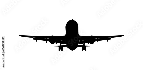 Black silhouette of airplane taking off or landing vector