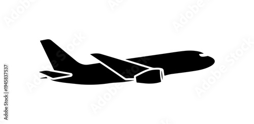 Black airplane icon vector