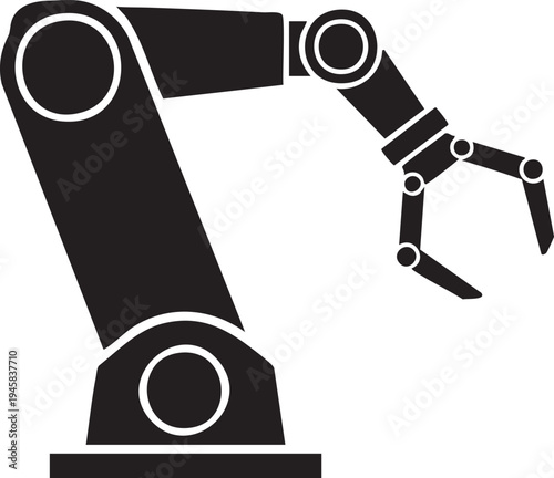 Vector robotic arm icon, industrial robot illustration