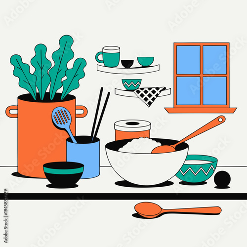 set of kitchen utensils