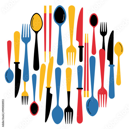 colorful cutlery set