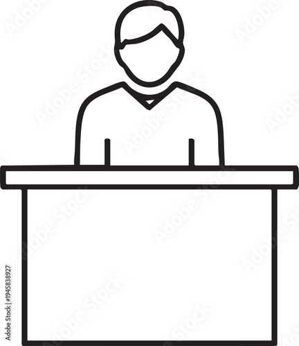 Vector illustration of a person standing behind a desk