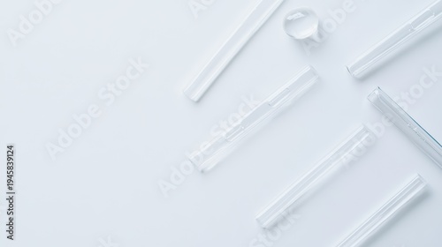 Flat Lay with Samples on White Background – Minimal Scientific Concept