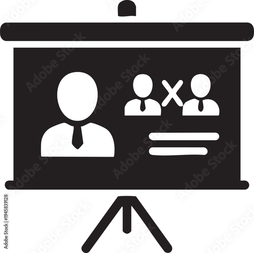 Vector icon of rejected job applicant on presentation screen