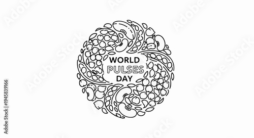 Circular design with various beans and legumes, promoting World Pulses Day
