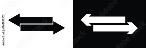 Arrows data transfer icons set, exchange arrow icons. swap icon with two arrows. editable stroke. isolated on white and black background vector illustration. EPS 10 .