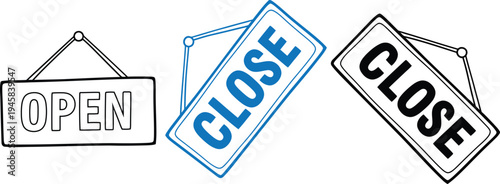 Open and close sign icons illustrating business hours status