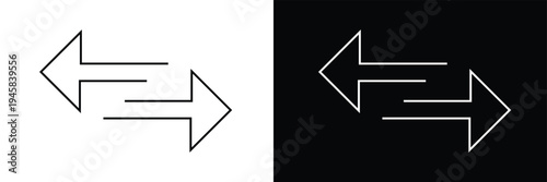 Arrows data transfer icons set, exchange arrow icons. swap icon with two arrows. editable stroke. isolated on white and black background vector illustration. EPS 10 .