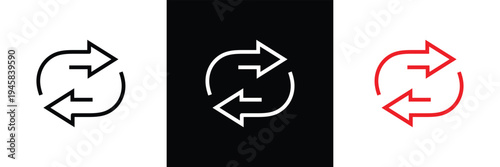 Arrows data transfer icons set, exchange arrow icons. swap icon with two arrows. editable stroke. isolated on white and black background vector illustration. EPS 10 .