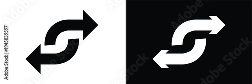 Arrows data transfer icons set, exchange arrow icons. swap icon with two arrows. editable stroke. isolated on white and black background vector illustration. EPS 10 .
