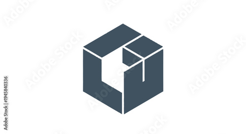 Open Cube Geometric Shape Illustration.