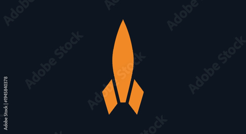 Orange Rocket Ship Icon Simple Design.