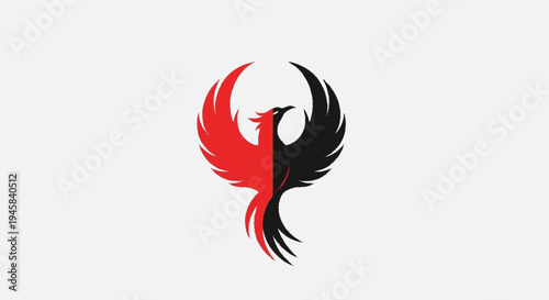 Red and Black Phoenix Bird Logo Design.