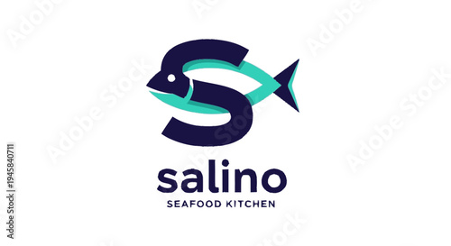 Salino Seafood Kitchen Logo Design Fish.