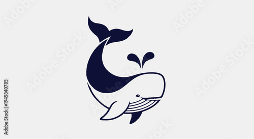 Simple Whale Illustration with Water Spout.