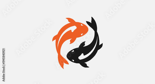 Stylized Koi Fish Logo Design Elements.
