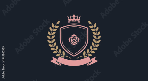 Luxury Crest with Crown and Laurel Wreath.