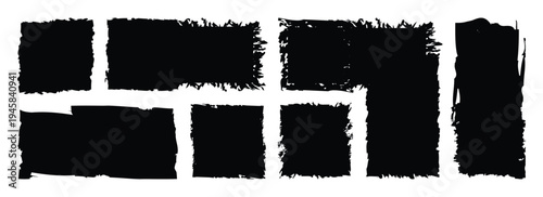 set of grunge textures, rectangle frame, black dirty texture. brush stroke collection,  Grungy sketchy rectangle textboxes pack, Vector illustration,