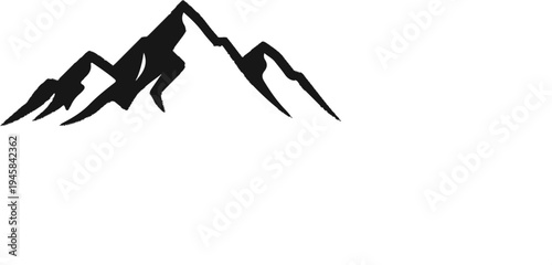 Jagged mountain peaks silhouette against a white background