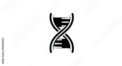 Stylized black DNA helix icon with textured elements