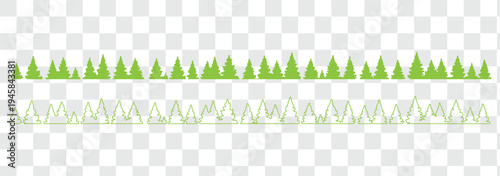 Evergreen pine tree silhouette collection, forest nature vector illustration set, conifer fir spruce christmas snow alpine mountain taiga woodland landscape on transparent ..