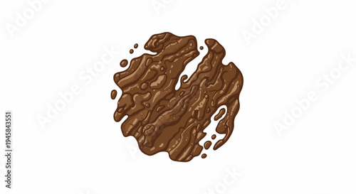 A swirling puddle of rich brown liquid with highlights and small droplets