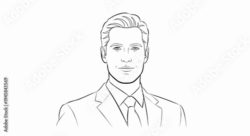 A sketch of a man in a suit and tie looking directly ahead
