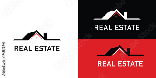 Minimal Roofline Real Estate Logo with Modern House Silhouette for Property Agencies, Housing Businesses and Corporate Realty Branding