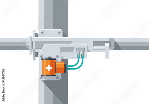 detailed illustration showcases a smart gate lock mechanism with a battery and wiring Modern clean design with a focus on engineering and technology Suitable for tech security and automation concepts