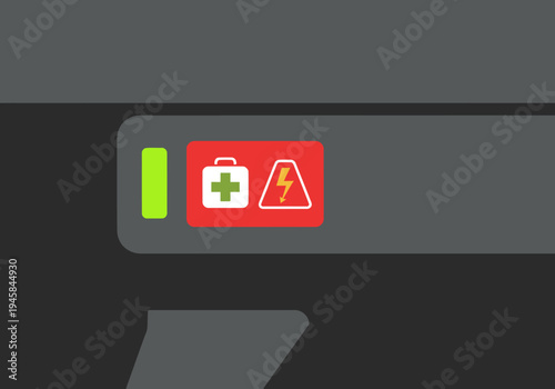 futuristic drone status panel displays critical information with illuminated icons Clean modern design with a dark background and bright LED indicators Suitable for tech science and industrial themes