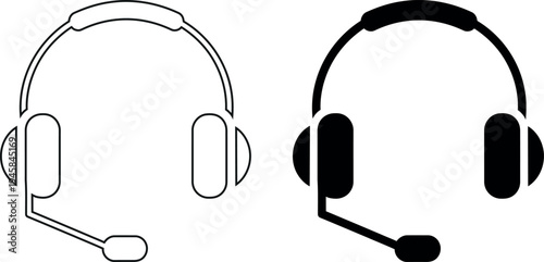 Black and white headset side by side headphones