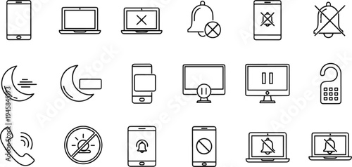 Silent Mode and Do Not Disturb Device Notification Icon Set