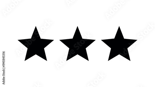 Three black stars on white background three stars