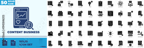 Content Business Solid Editable Icons set