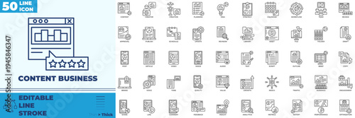 Content Business Line Editable Icons set